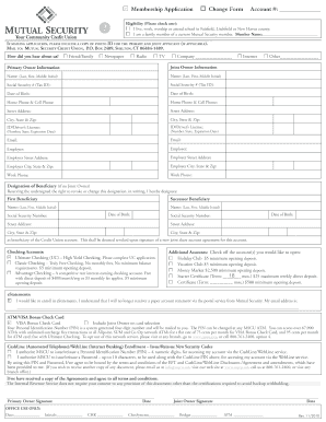 Mutual Security Credit Union Membership Application