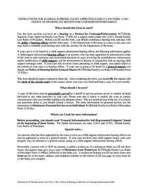 Florida Notice of Hearing on Motion for Contempt/Enforcement