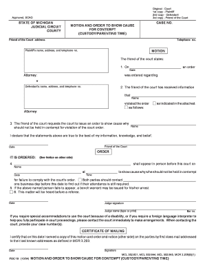 Motion and Order to Show Cause for Contempt