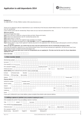 Discovery Health Medical Scheme Dependant Application Form