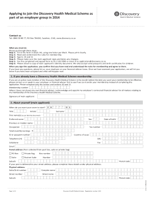 Discovery Health Medical Scheme Application Form