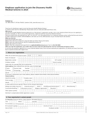 Discovery Health Medical Scheme Employer Application