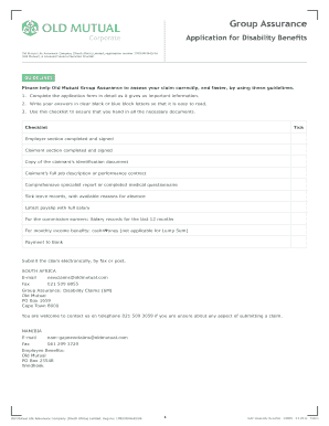 Old Mutual Disability Benefits Application