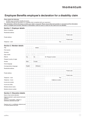 Employee Disability Claim Declaration Form