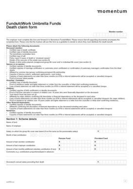 FundsAtWork Umbrella Funds Death Claim Form