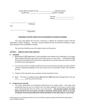 Florida Temporary Support Order