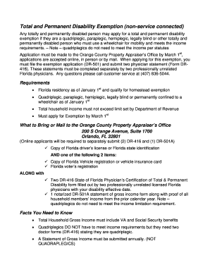 Florida Total and Permanent Disability Exemption Application