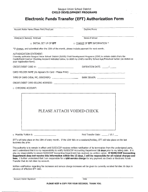 electronic funds transfer authorization form