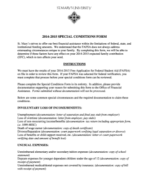 2014-2015 Special Conditions Form