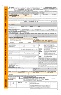Infrastructure Development Finance Company Bond Application Form
