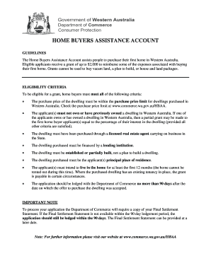 Western Australia Home Buyers Assistance Account Application
