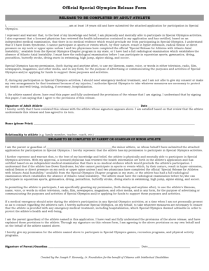 Special Olympics Release Form