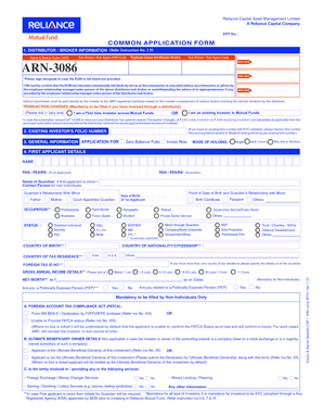 Reliance Mutual Fund Common Application Form