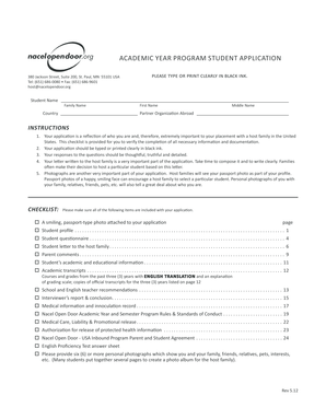 Academic Year Program Student Application