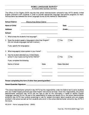 Home Language Survey Form