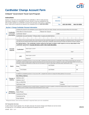 Cardholder Change Account Form