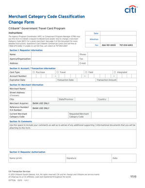Merchant Category Code Change Form