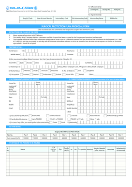 Surgical Protection Plan Proposal Form
