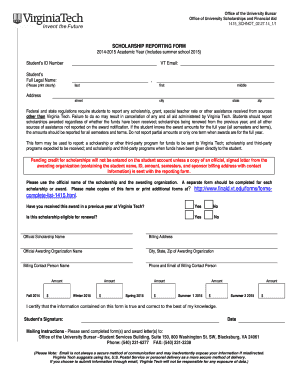 Virginia Tech Scholarship Reporting Form