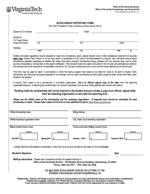 Virginia Tech Scholarship Reporting Form