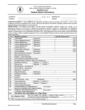 Student Health Information Form