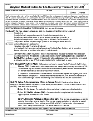 Maryland Medical Orders for Life-Sustaining Treatment (MOLST)
