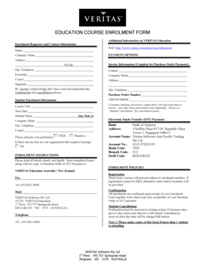 Education Course Enrolment Form