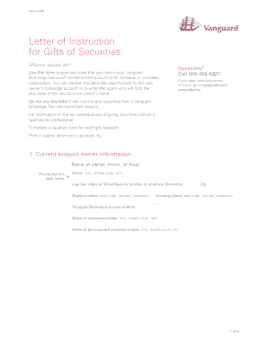 Vanguard Gift of Securities Form