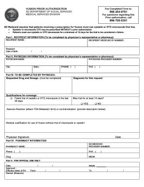 SD Medicaid Vusion Prior Authorization Form
