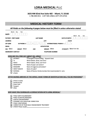 Loria Medical Patient Intake Form
