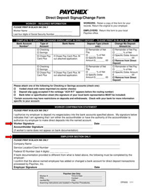 Direct Deposit Signup/Change Form