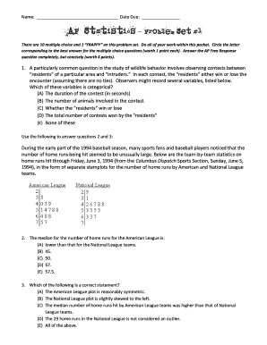 AP Statistics Problem Set 1 - Quia