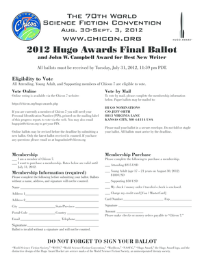 2012 Hugo Awards Ballot