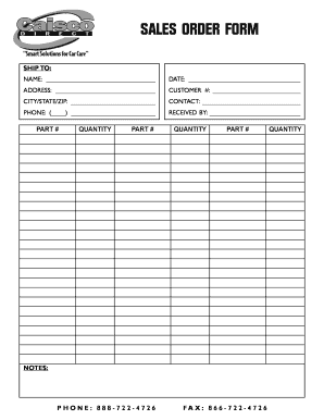 Sales Order Form
