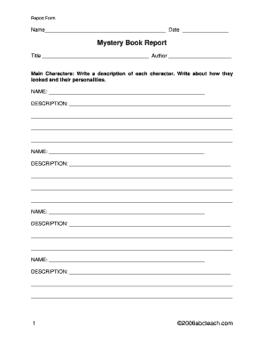 Mystery Book Report Form