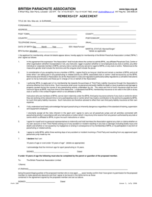 British Parachute Association Membership Agreement