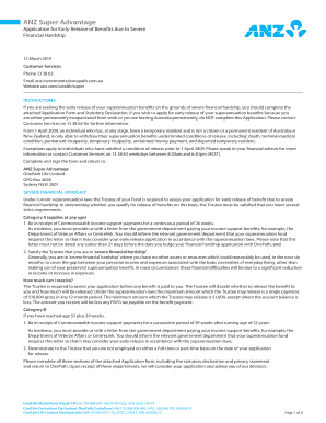 ANZ Super Advantage Financial Hardship Application