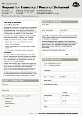 MLC Group Insurance Request for Insurance