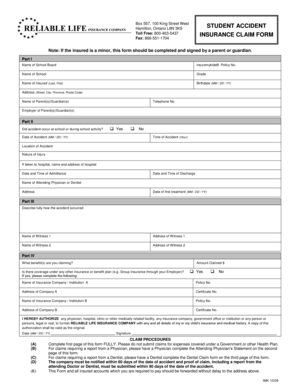 Student Accident Insurance Claim Form