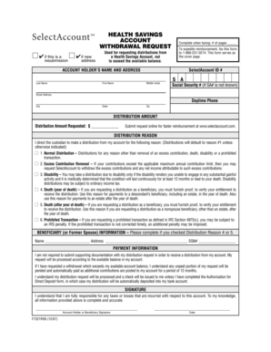 Health Savings Account Withdrawal Request Form