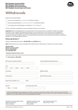 MLC Navigator Withdrawals Form