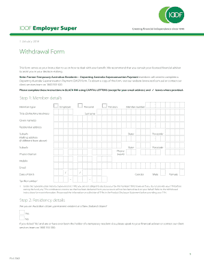 IOOF Employer Super Withdrawal Form
