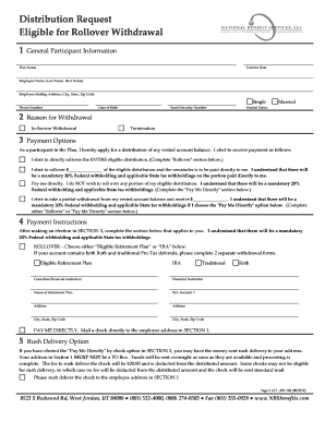Distribution Request – Eligible for Rollover Withdrawal