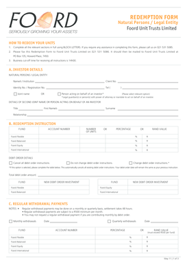 Foord Unit Trusts Redemption Form