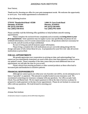 Arizona Pain Institute Patient Information Form