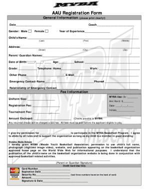 AAU Registration Form - LeagueLineup