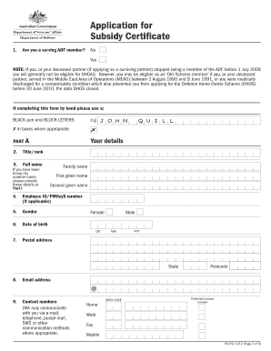 Defence Home Ownership Assistance Scheme Application
