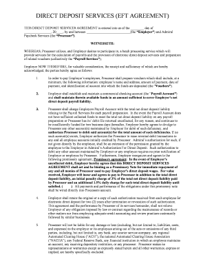 Direct Deposit Services Agreement