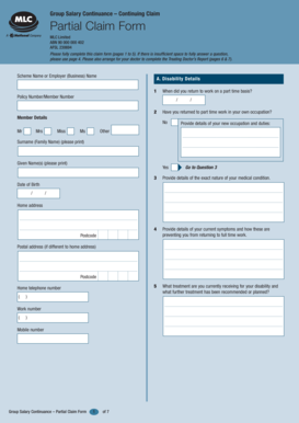 Group Salary Continuance Partial Claim Form