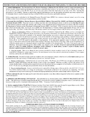 SF 180 Request Pertaining to Military Records